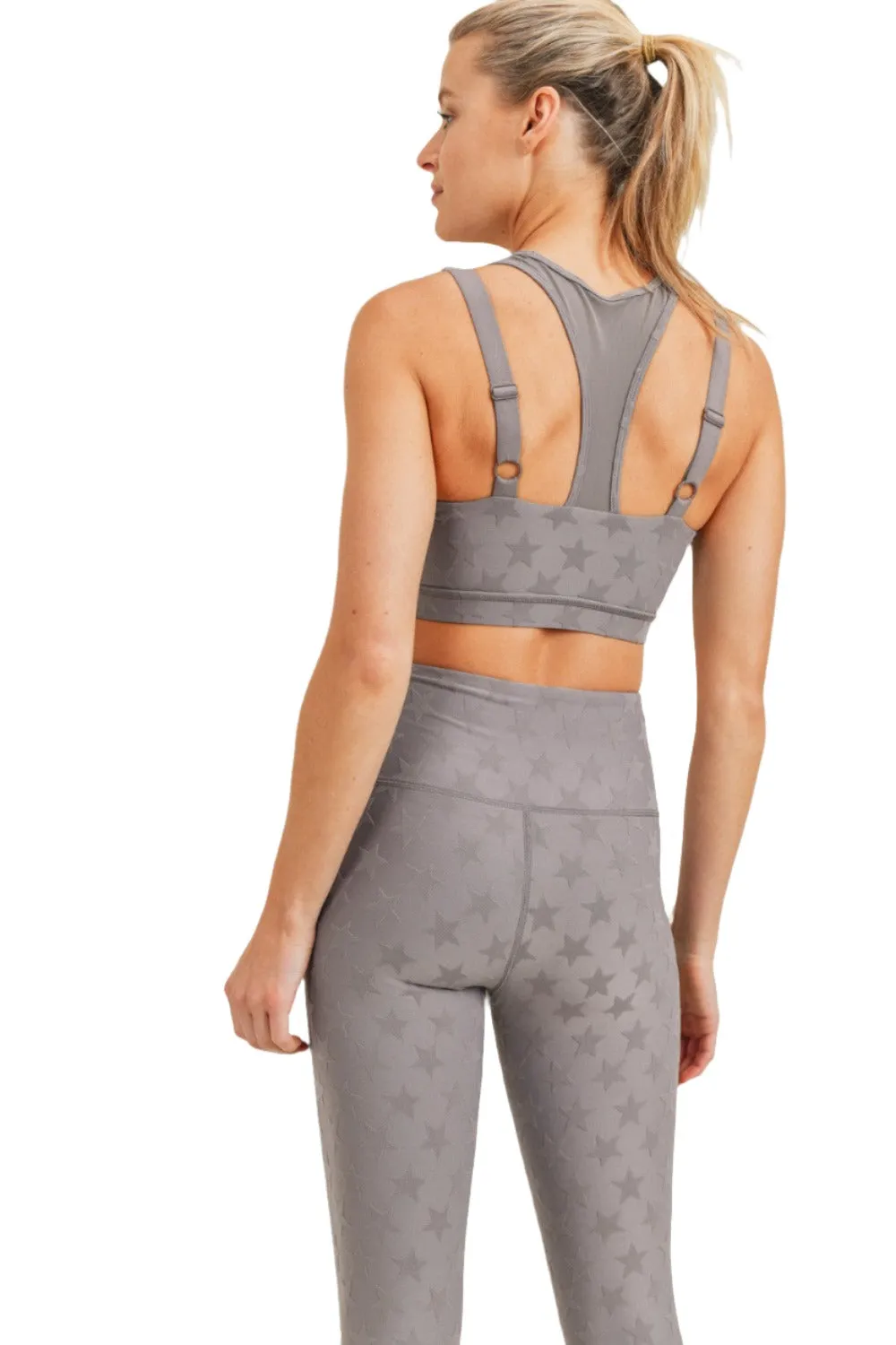 Mono B Textured Star Jacquard TACTEL® Sports Bra AT8075