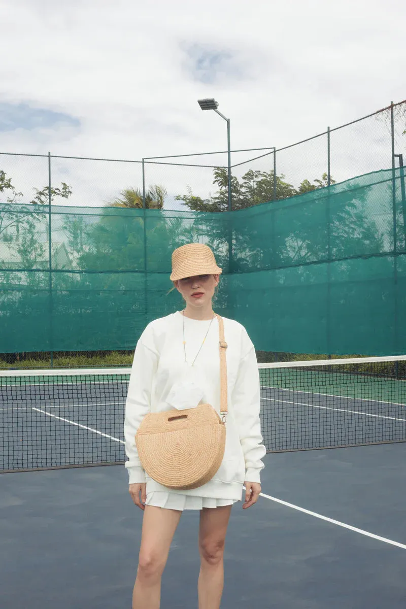 Natural raffia Socco cap with rings