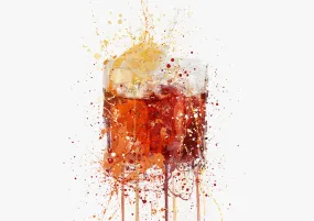 Negroni Cocktail Wall Art Print (Horizontal)