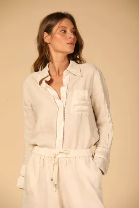 Nicole Patch woman's long sleeve shirt in linen