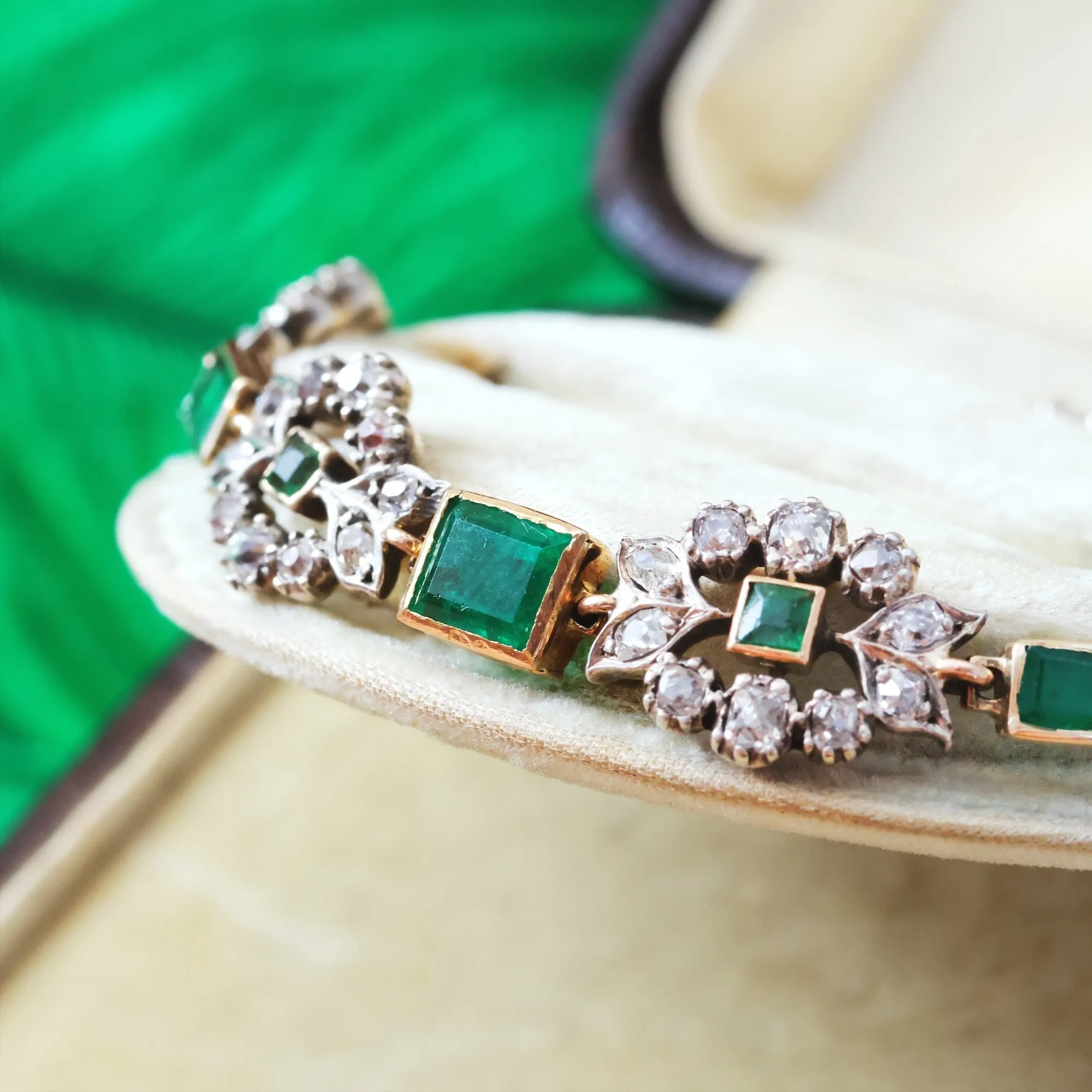 Oh Perennial Beauty! Antique Emerald & Diamond Bracelet