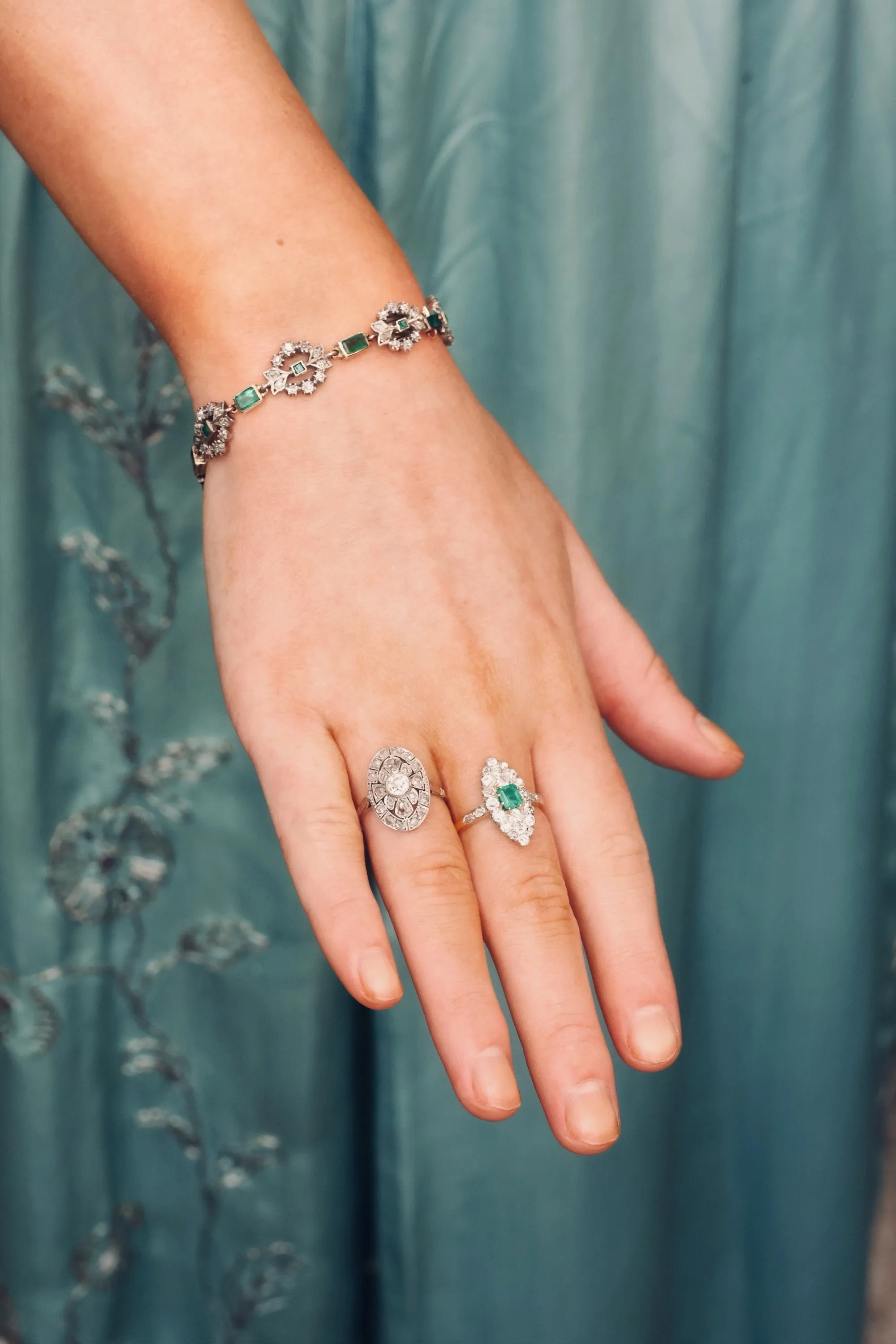 Oh Perennial Beauty! Antique Emerald & Diamond Bracelet