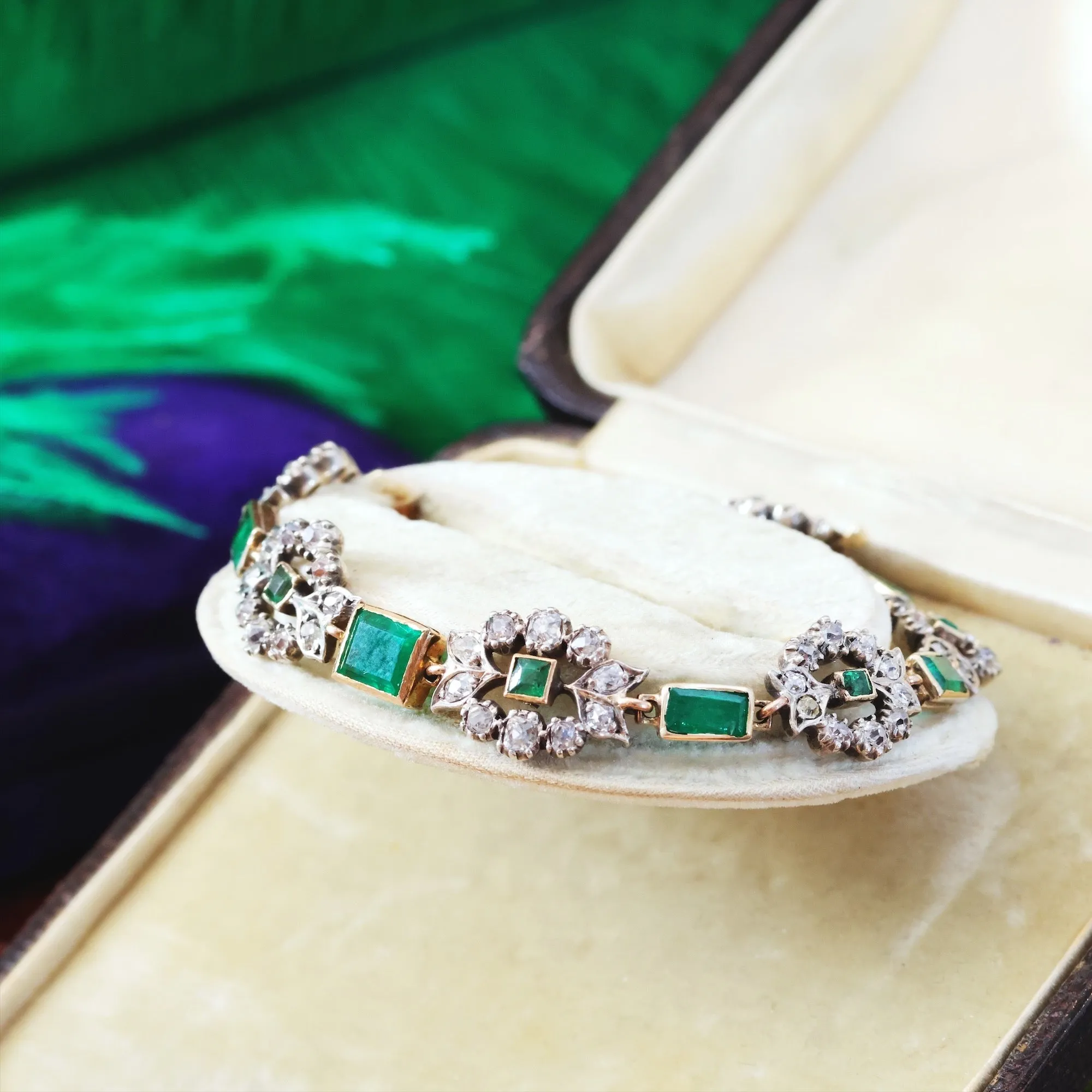 Oh Perennial Beauty! Antique Emerald & Diamond Bracelet