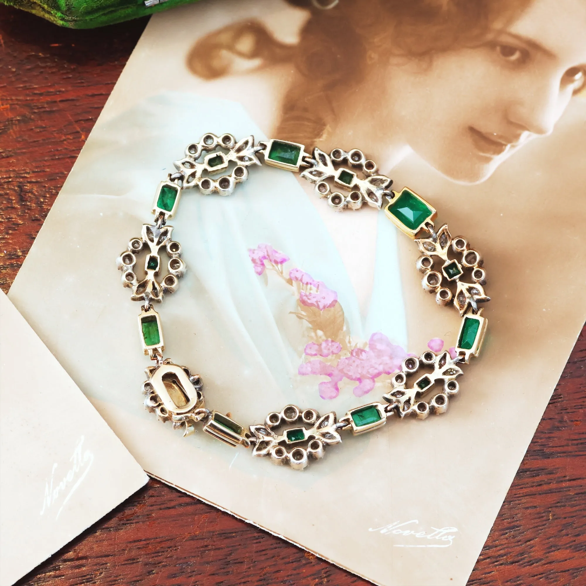 Oh Perennial Beauty! Antique Emerald & Diamond Bracelet