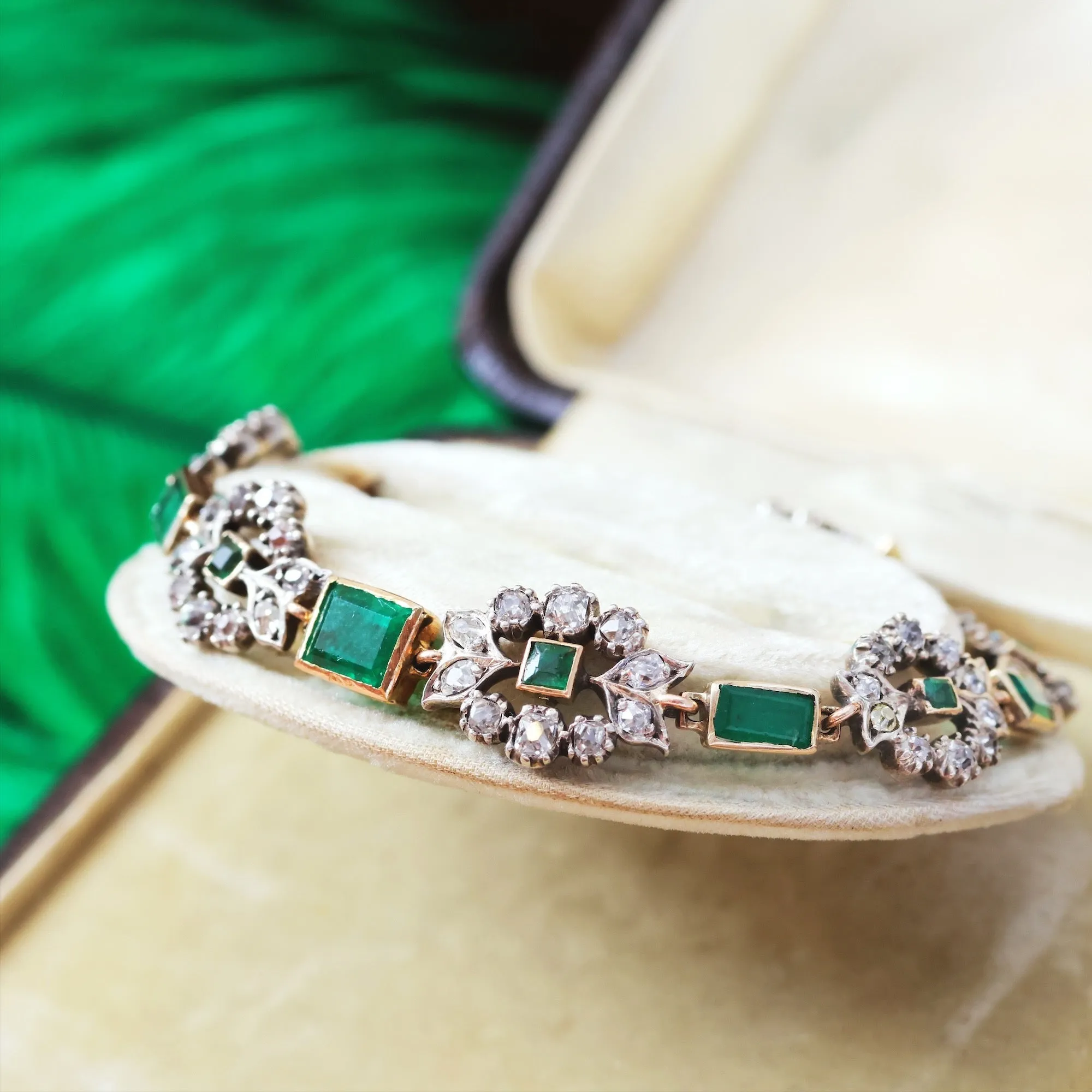 Oh Perennial Beauty! Antique Emerald & Diamond Bracelet