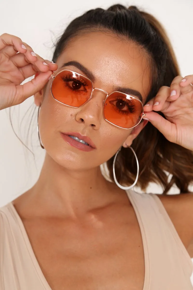 Orange Tinted Metal Frame Sunglasses - Maevis