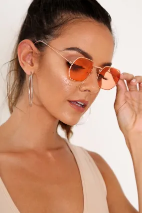 Orange Tinted Metal Frame Sunglasses - Maevis