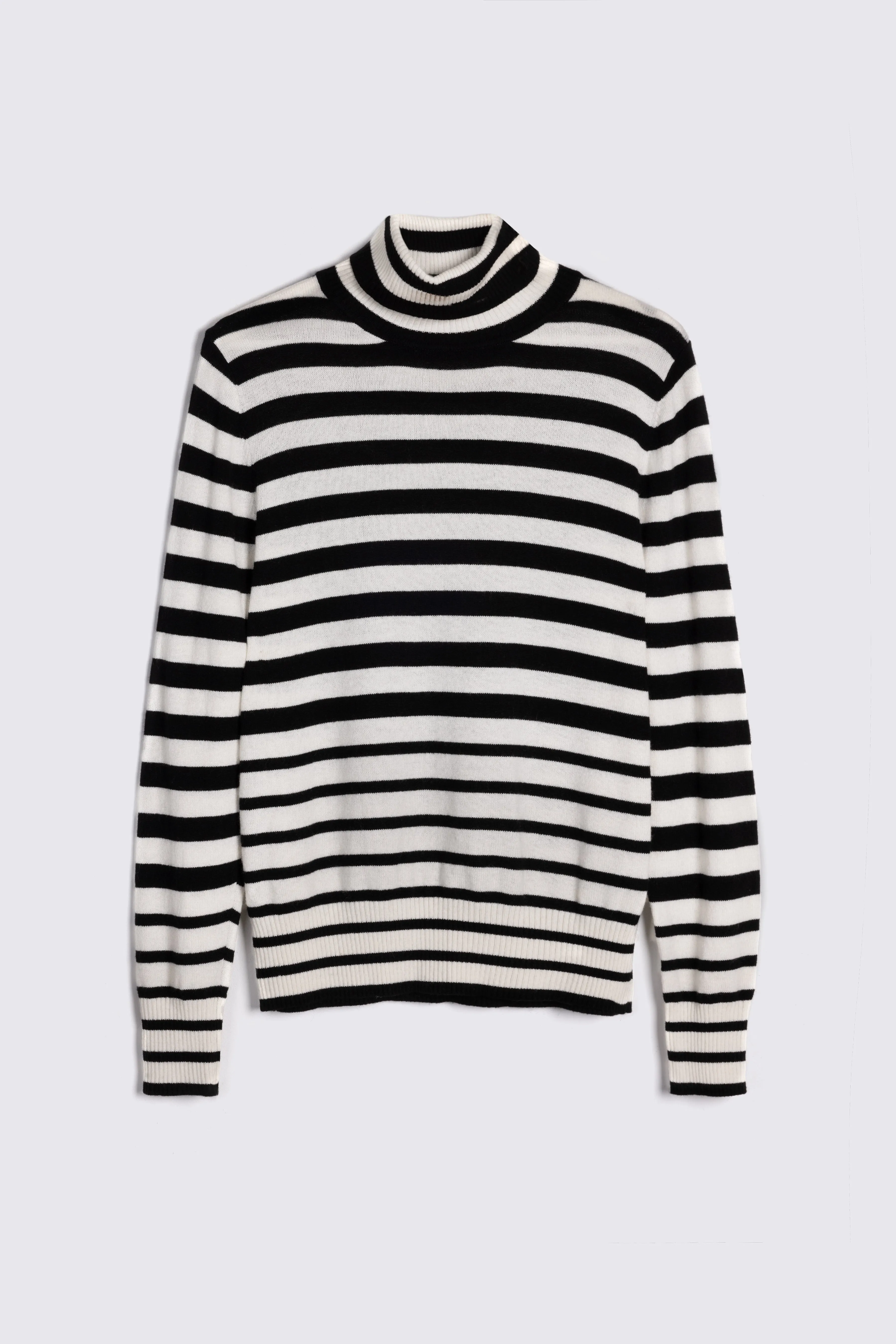 RHIANNON STRIPE ROLL NECK (BLACK/IVORY)