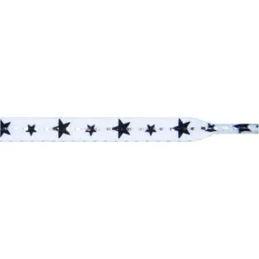 Stars Flat 5/16 - Black Star on White (12 Pair Pack) Shoelaces