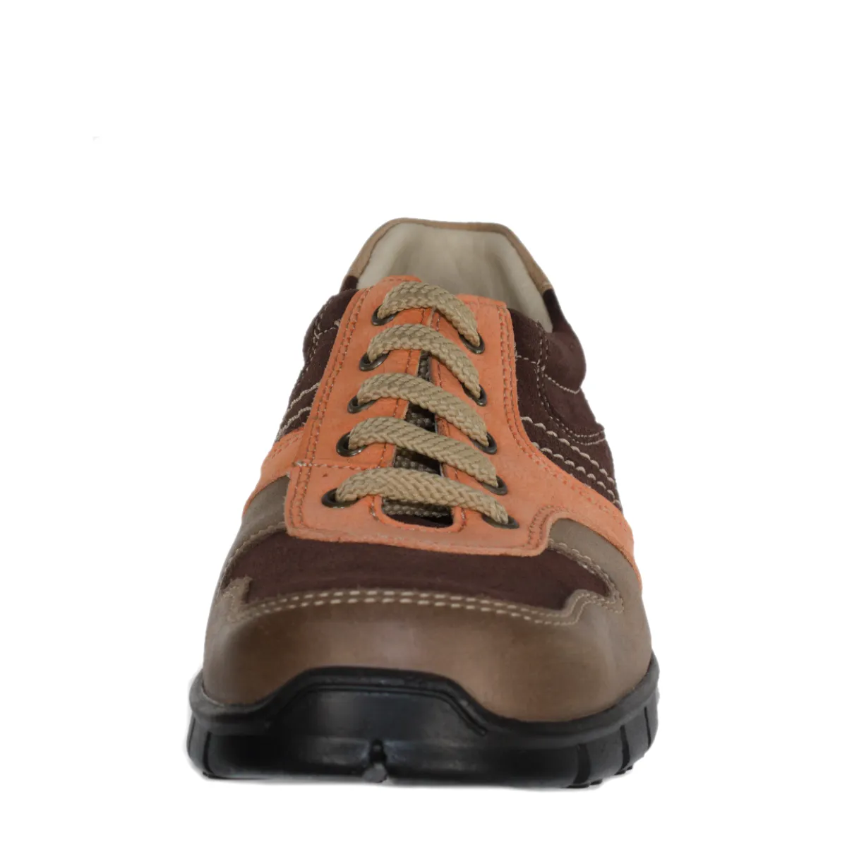 Szamos kid boy sneakers in brown color with orange detail and laces big kid size