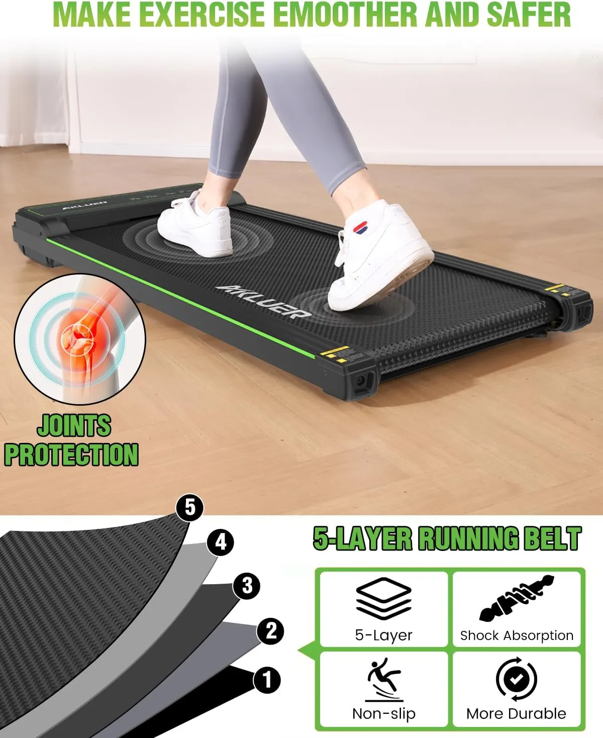 Walking Pad, 2.25 HP Under Desk Mini Treadmill with Remote and 265lbs Weight Capacity