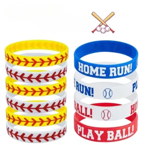 Wholesale 1000PCS Flat Printed Softball Silicone Bracelet