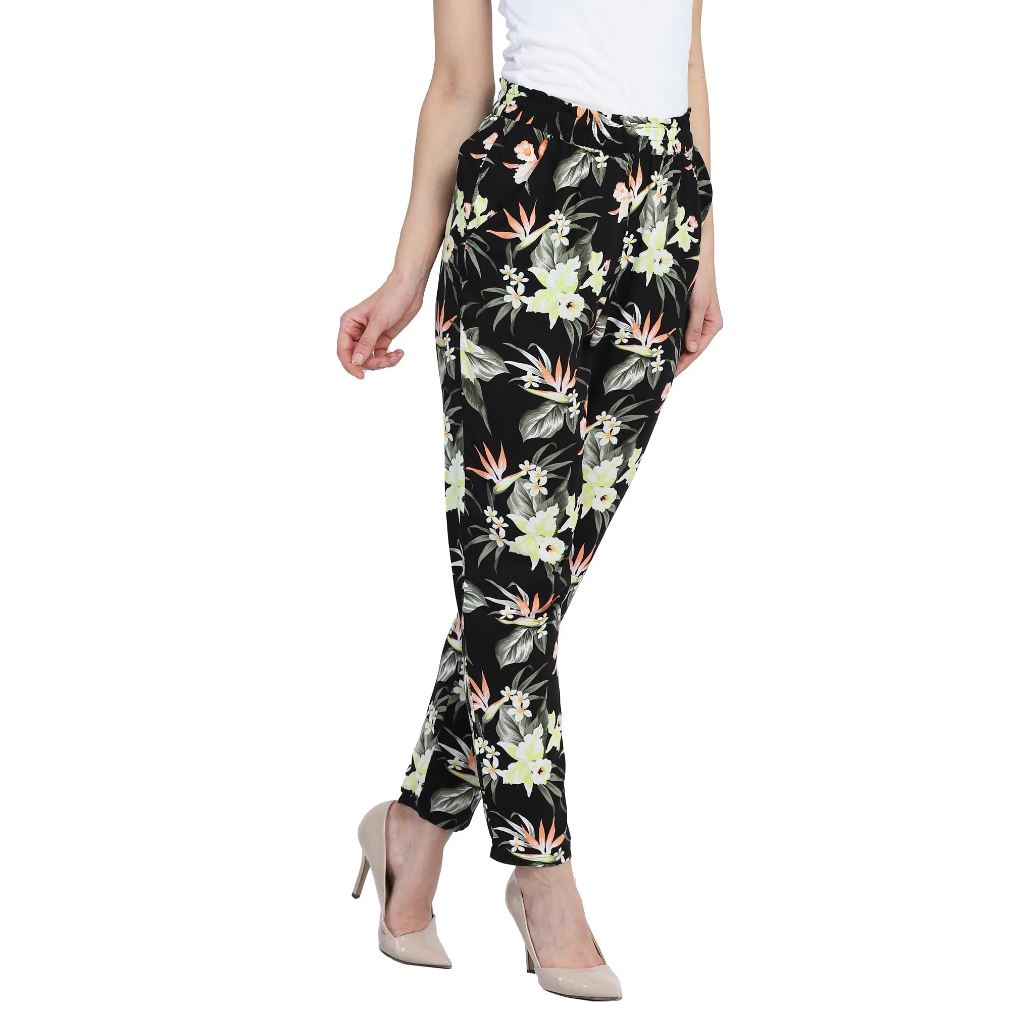 Women Floral Ankle Trousers