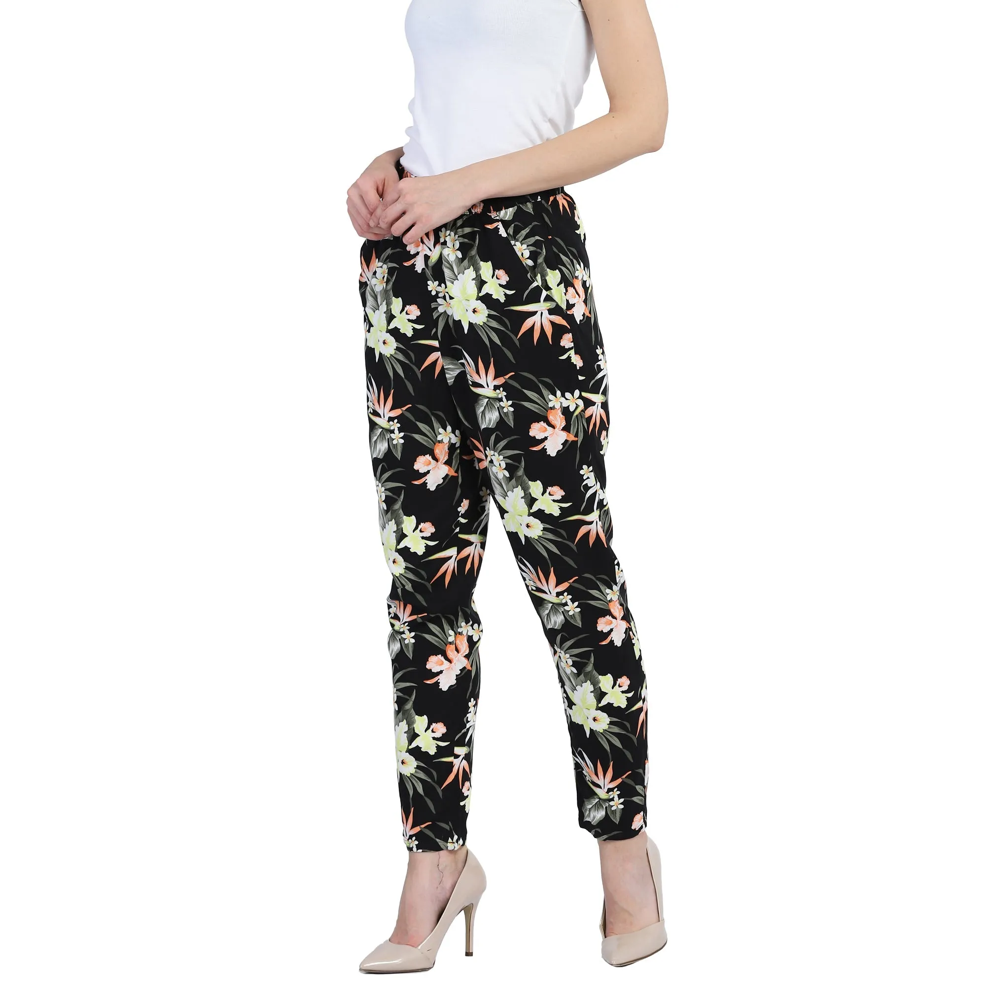 Women Floral Ankle Trousers